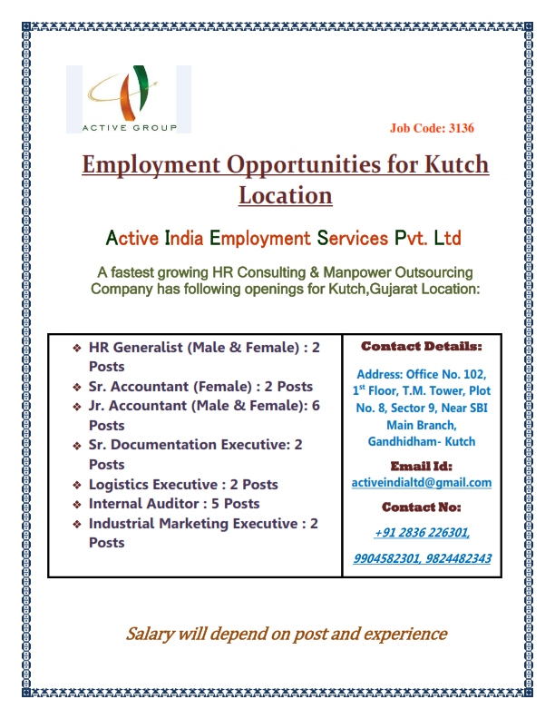 Job Opportunities @ Kutch